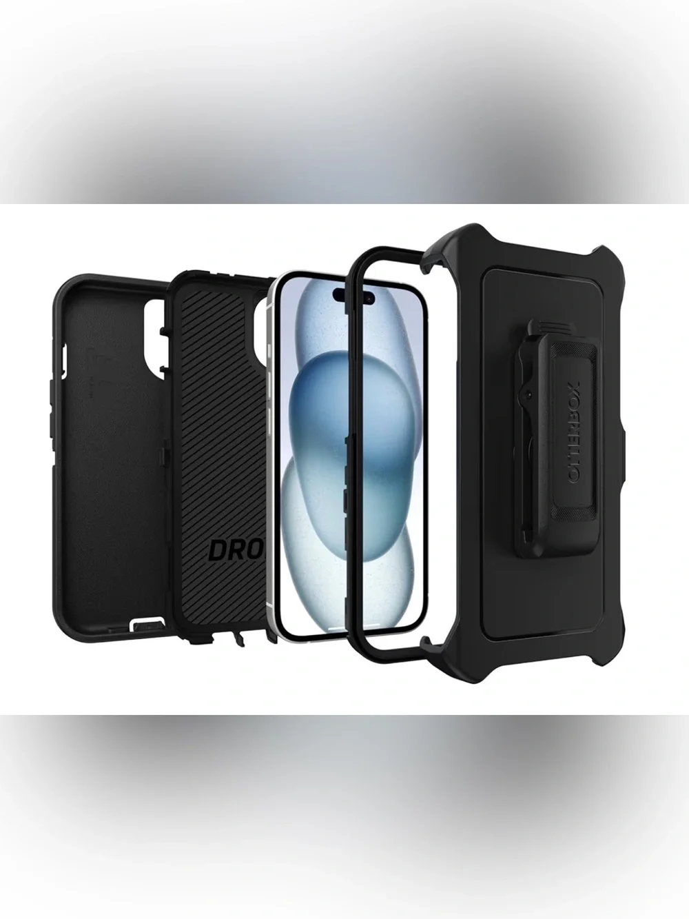iPhone 15 Black - Black Dual-Layer Phone Case with Belt Clip✅✅✅🔥🔥🔥